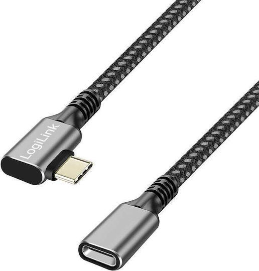 LogiLink Braided USB 3.2 Cable USB-C Male - USB-C Female 100W PD Black 1m