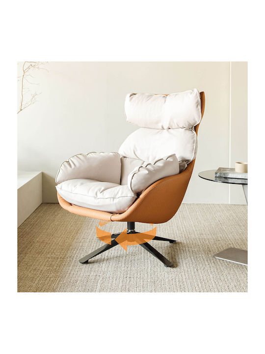 Armchair Swivel from Leatherette Orange 77x36.5x65.5cm
