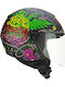 CGM 167S Flo Joy Black/Light Blue/Green Motorcycle Helmet Jet ECE 22.06 1050gr