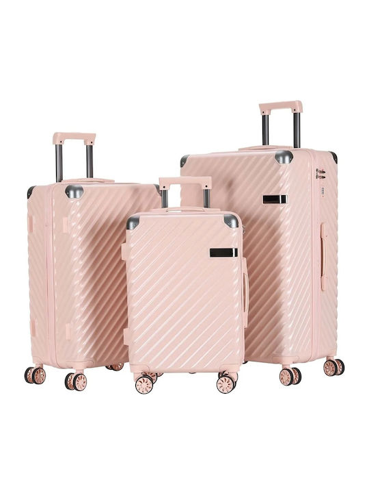 Kourk Large Hard Pink Suitcase with 4 Wheels Height 72cm
