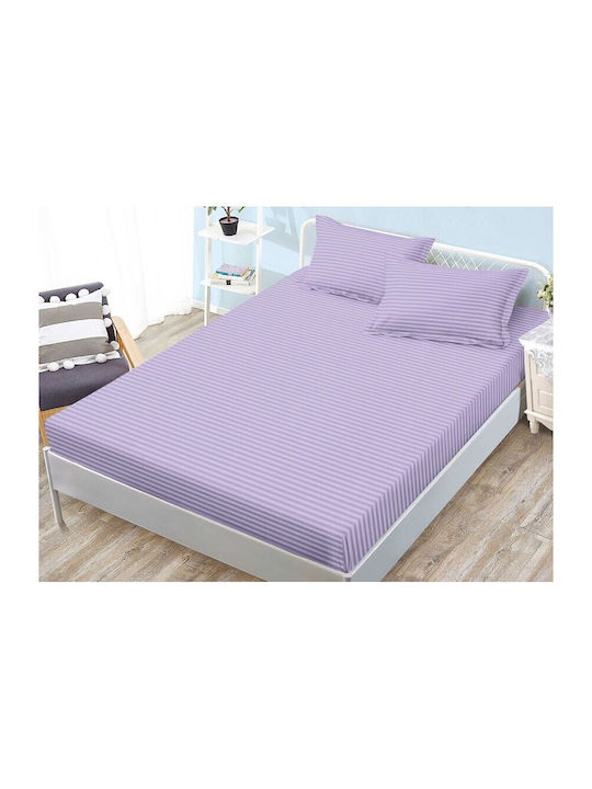 Kotonia Home Sheet Sets Queen Flannel with Elastic 160x200+25cm. Lilac 4pcs