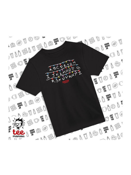 Kinderoberteile T-Shirt Schwarz Stranger Things Abc KP_7737_tshirt-kid-schwarz