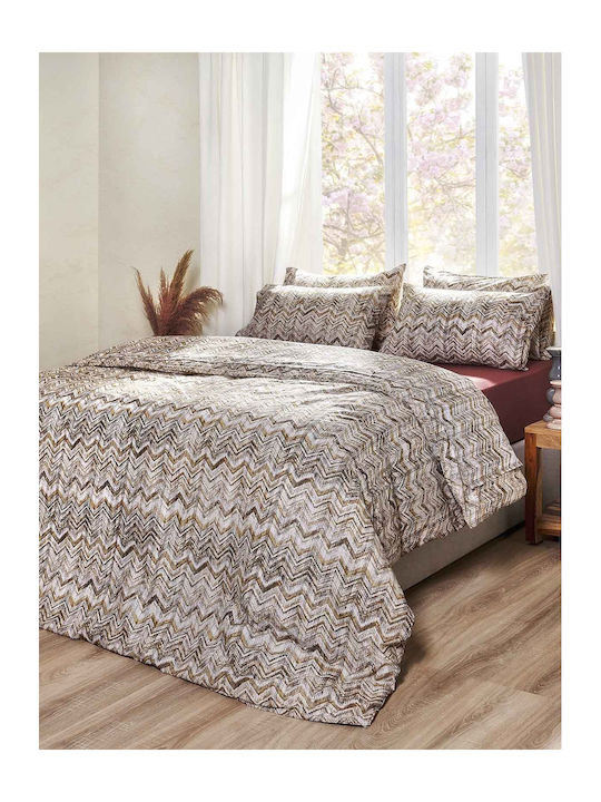 Peiraiki Patraiki Duvet Cover Set Cotton Queen with 2 Pillowcases 230x250 Agadir Beige