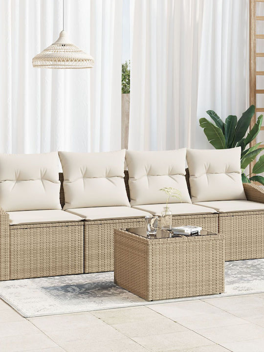 Four-Seater Sofa Outdoor Rattan with Pillows 55x55x37cm