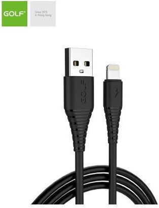 Golf USB-A to Lightning Cable Μαύρο 1m