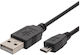 Regular USB 2.0 to micro USB Cable Μαύρο 1m 1τμχ