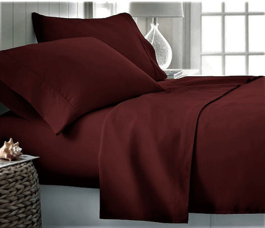 Kotonia Home Cearșaf Super dublu 220x240cm. Burgundia
