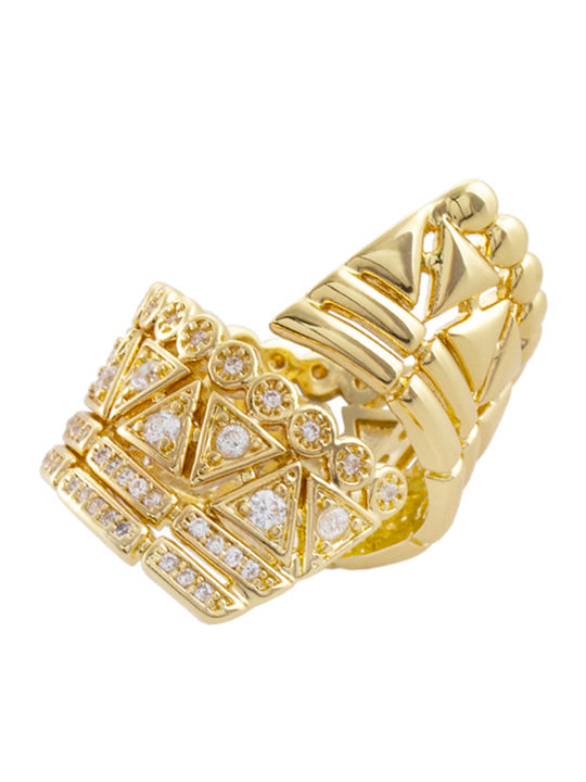 Oxette Ring with Zircon & Enamel Gold Plated