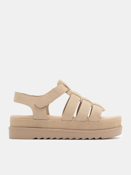 Γυναικεία Σανδάλια Flatforms Μπεζ