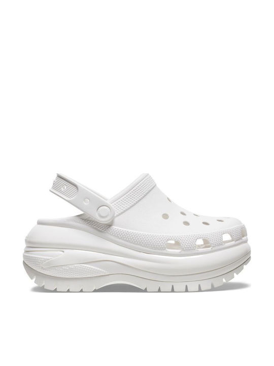 Crocs Classic Mega Crush Σαμπό Λευκά