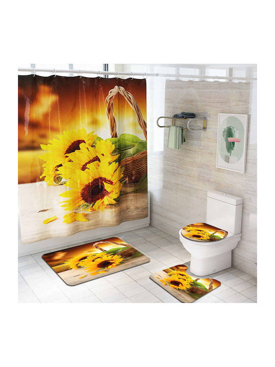 Antiderapant Set Covorașe de Baie Toaletă CovorSoare22 Sunflower 3buc