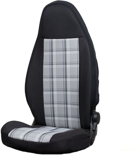 Huse Semicomplete Scaune Auto Tetieră Unică Dynamic Hyper Carouri 2 Bucăți Gri