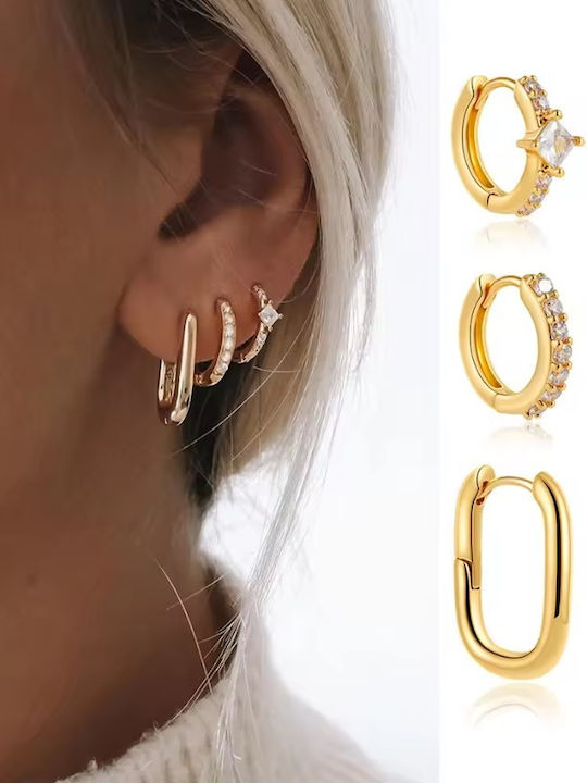Amalfi Accessories Σετ Σκουλαρίκια από Ατσάλι Επιχρυσωμένα
