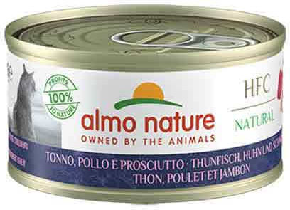 Almo Nature Natural Hfc Wet Food for Cats with Tuna, Chicken, Prosciutto, Fish, Ham, Rice and Meat Gluten-Free 70gr
