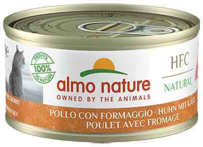 Almo Nature Natural Hfc Wet Food for Cats in Cans with Chicken, Cheese, Rice, Liver and Meat Gluten-Free 70gr