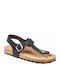 Leather Women's Flat Sandals Anatomic in Black Color