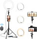 Lampă Circulară Profesională de Machiaj Seming Ring Light Xf-211 14 Inch/36cm LED Lumină Rece Caldă Tip Inelar Trepied Stabil 55cm Telecomandă Fotografii Reușite Alb