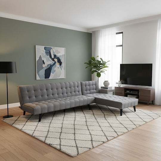 Magus Ecksofa mit Schlaffunktion und Ottomane links oder rechts Grau 254x77x74 cm