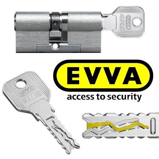 EVVA Κύλινδρος Κλειδαριάς Ασφαλείας 95mm (35-60) με 4 Κλειδιά