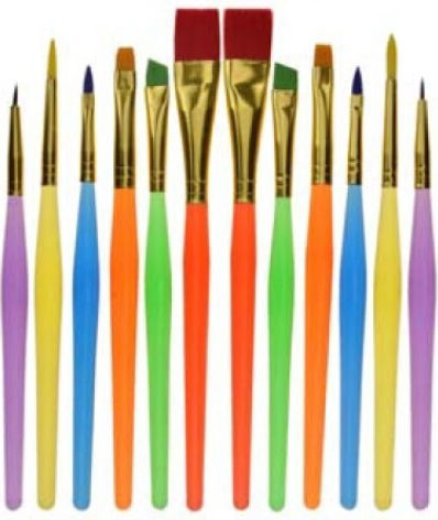 Set 12 Pensule de pictură din material sintetic diferite tipuri