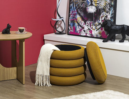 Stool For Living Room With Storage Space Yellow