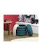 Stool For Living Room With Storage Space Upholstered with Fabric Blue