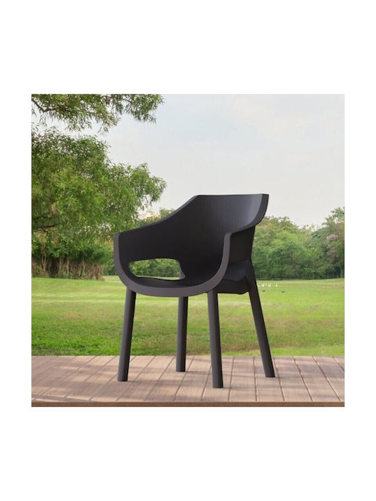 Scaun de exterior Polipropilenă Luna Negru 60.5...