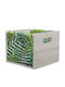 Plant Pot Wooden Fabric Lining Tropical Leaves 18x18x14.5cm Cube