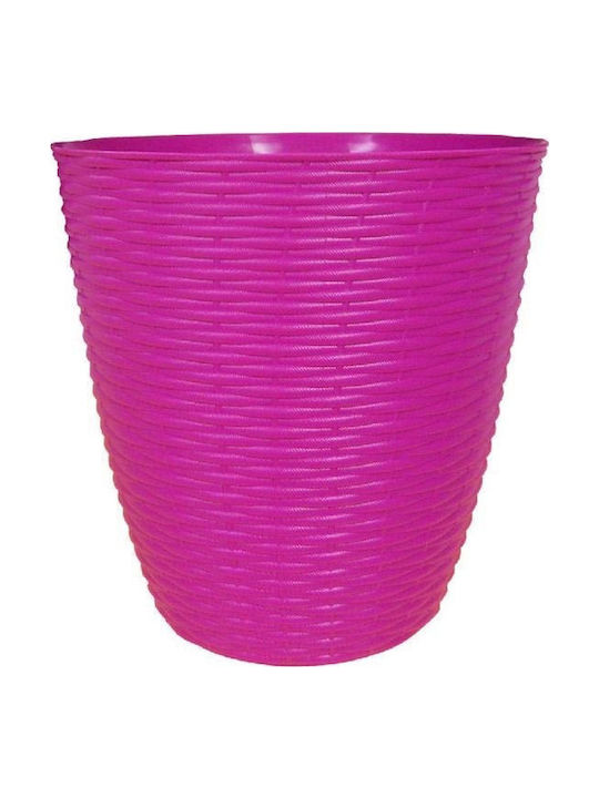 Round Plastic Plant Pot Wicker Design Fuchsia Bama Italy
