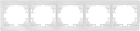 Lezard Switch Frame Five-Position Horizontal White Mira 701.0200150