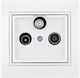 Lezard TV Antenna Socket Pass-Through Radio Satellite White Mira Full 701.0202134