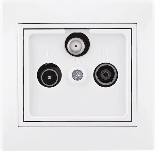 Lezard TV Antenna Socket Pass-Through Radio Satellite White Mira Full 701.0202134
