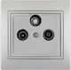 Lezard TV Antenna Socket Pass-Through Radio Satellite Silver Mira Full 701.1010134