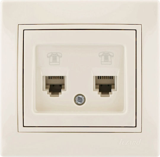 Lezard Telephone Socket Rj11 1x4p 2 Outlets Beige Mira Complete 701.0303138