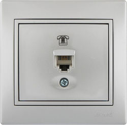 Lezard Telephone Socket Rj11 1x4p 1 Outlet Silver Mira Complete 701.1010137