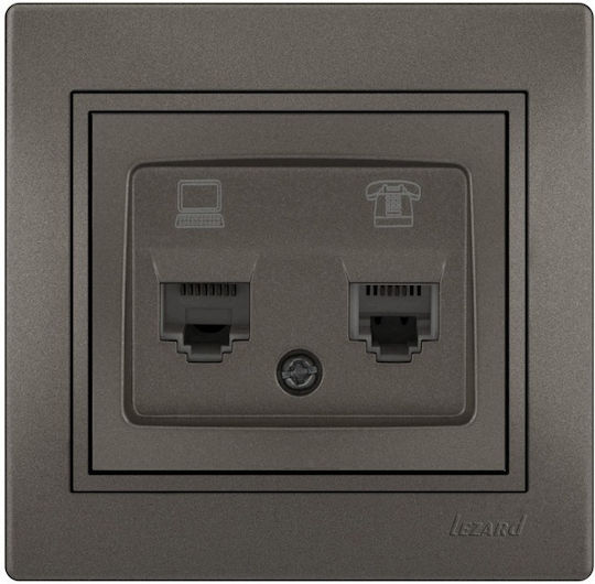 Lezard Πρίζα Rj11+rj45 Cat 6 Ανθρακί Mira Πλήρης 701.4141144