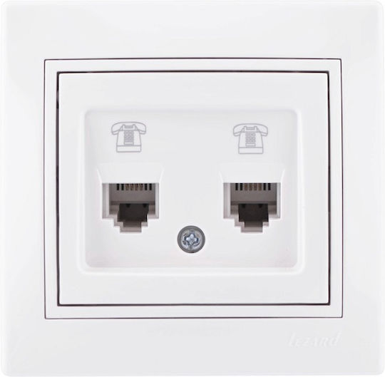 Lezard Telephone Socket Rj11 1x4p 2 Outlets White Mira Complete 701.0202138