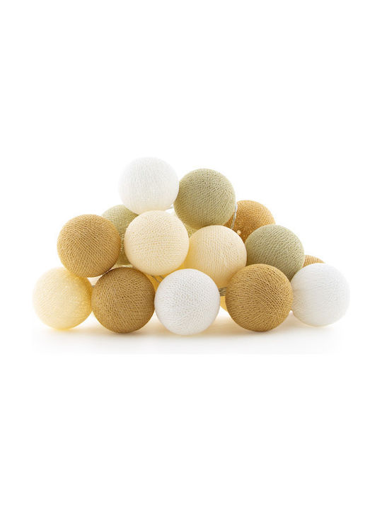 Cotton Ball Lights Декоративни Светлини За Вътрешно Пространство Кремави 20 Бр