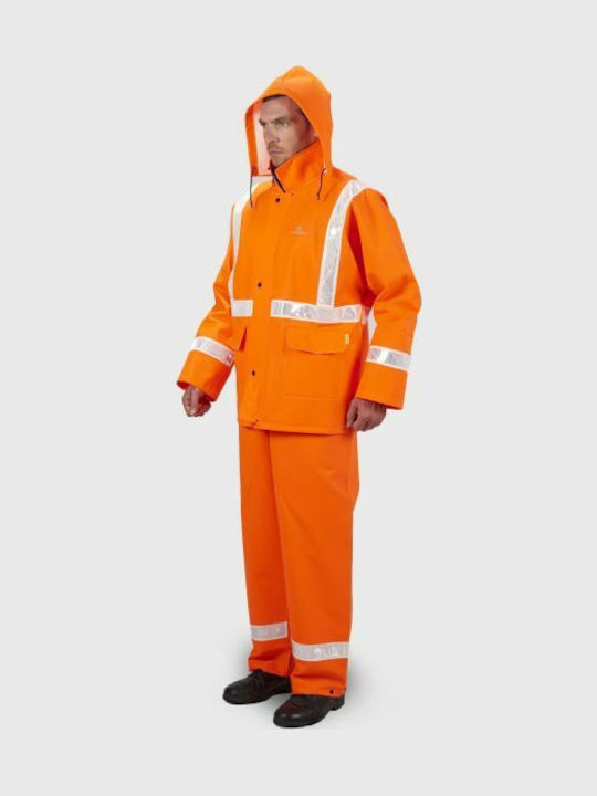 Dock-Long Anorak Wasserdichte Arbeitskleidung Meeresanzug Overall Reflektierende Bänder 3m Hochglanz Orange
