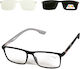 Alpin Clip On Men Reading Glasses +3.50 with Magnet in Black Color