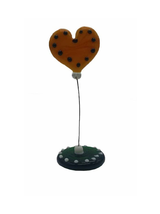 Bonsai Home Herz Dekorative Glas Orangenfarben 8,5cm