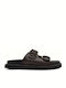 Leather Women's Flat Sandals in Brown Color