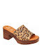 Leather Mules with Heel in Brown Color
