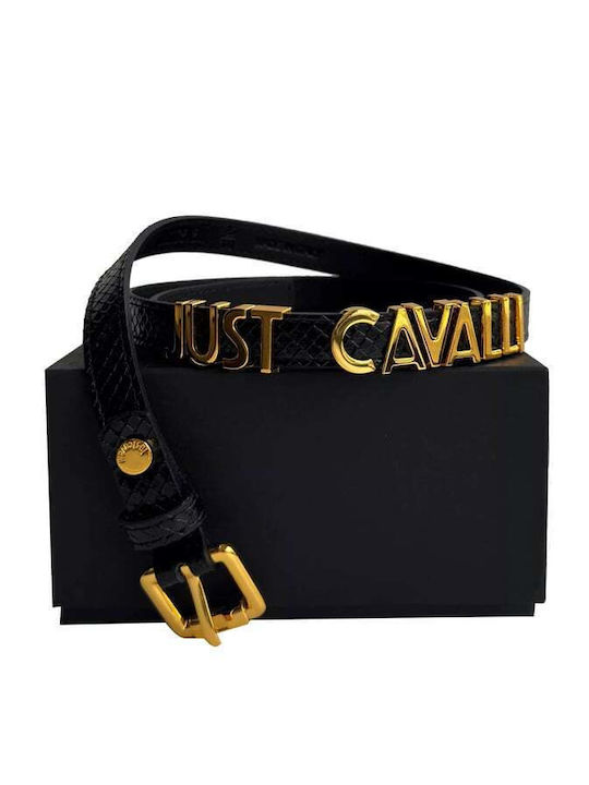 ベルト JUST CAVALLI Woman Belt Black 78RA6F3AZS766 899 Leather belt with snake buckle brand Just Cavalli