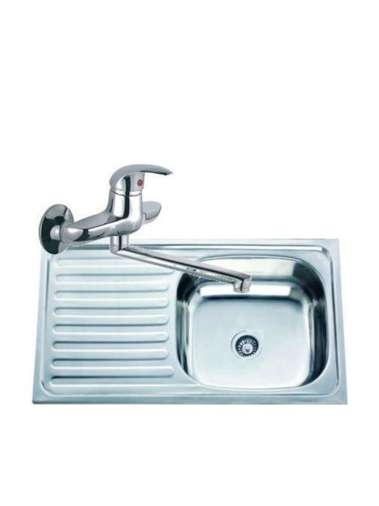Inter Ceramic Ένθετος Νεροχύτης από Συνθετικό Γρανίτη ΜxΠ Ασημί