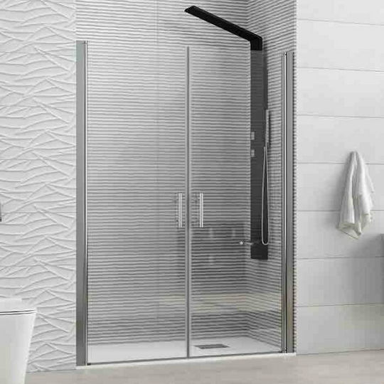 Karag Duschwand für Dusche mit Aufklappbar Tür 140x200cm Klarglas Chrom