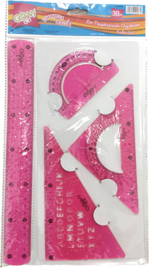 Groovy Set Of Geometric Tools Flexi 30cm Pink