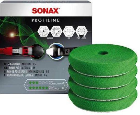 Sonax Profiline Set 4 Bureți de Lustruire Verzi 3-6 Conici 85mm