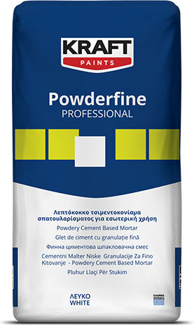 Kraft Powderfine Λεπτόκοκκο Τσιμεντοκονίαμα Σκαπουλαρίσματος Εσωτερική Χρήση 20kg Λευκο