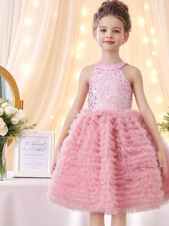 Kinderkleid Ärmellos mit Pailletten Dusty Pink